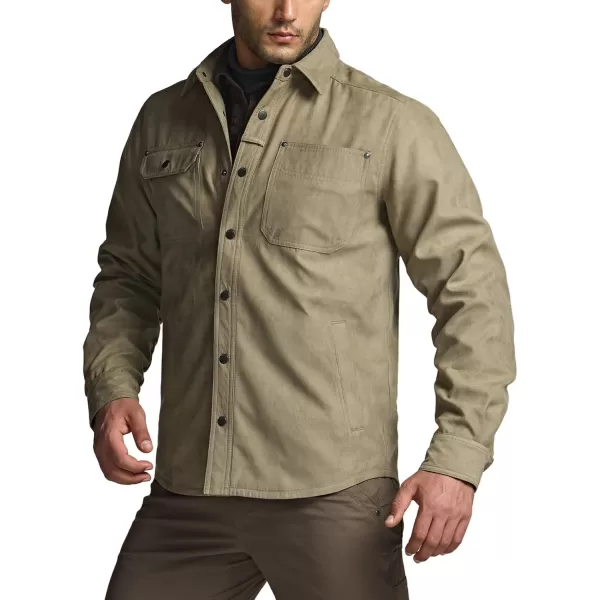 CQR Mens Flannel Lined Shirt Jackets Long Sleeved Rugged Plaid Cotton Brushed Suede Shirt JacketStealth Coal Miner