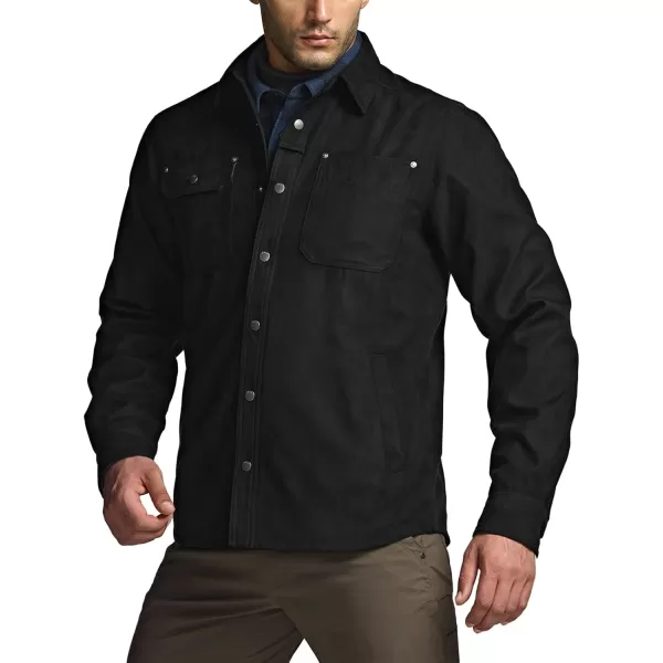 CQR Mens Flannel Lined Shirt Jackets Long Sleeved Rugged Plaid Cotton Brushed Suede Shirt JacketStealth Forest Oasis