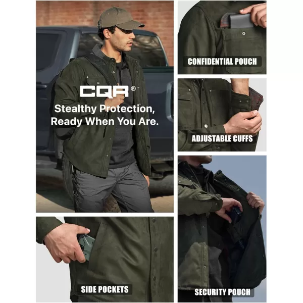 CQR Mens Flannel Lined Shirt Jackets Long Sleeved Rugged Plaid Cotton Brushed Suede Shirt JacketStealth Harvest