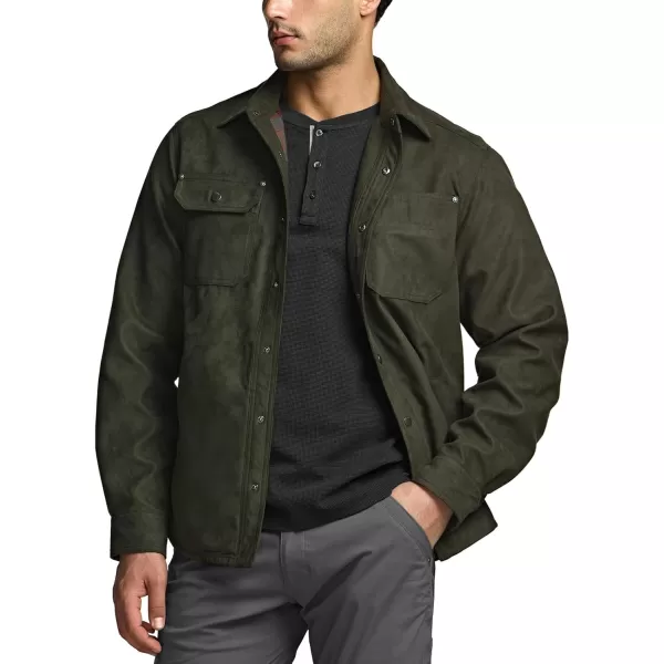 CQR Mens Flannel Lined Shirt Jackets Long Sleeved Rugged Plaid Cotton Brushed Suede Shirt JacketStealth Harvest