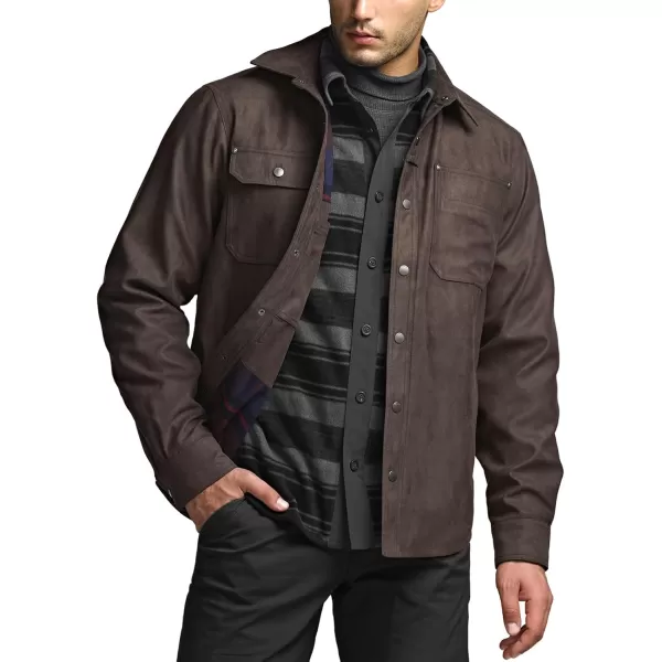 CQR Mens Flannel Lined Shirt Jackets Long Sleeved Rugged Plaid Cotton Brushed Suede Shirt JacketStealth Woods Night