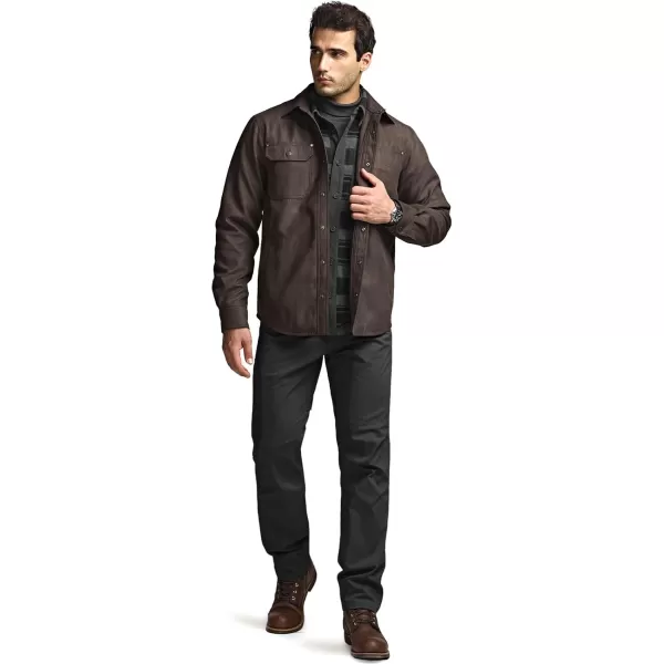 CQR Mens Flannel Lined Shirt Jackets Long Sleeved Rugged Plaid Cotton Brushed Suede Shirt JacketStealth Woods Night