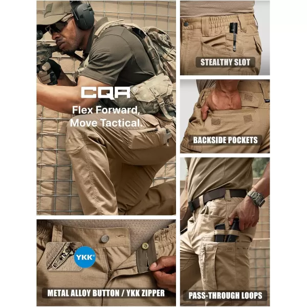 CQR Mens Flex Stretch Tactical Pants Water Resistant Ripstop Cargo Pants Lightweight EDC Outdoor Work Hiking Pants