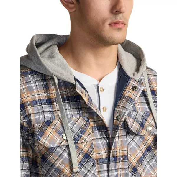 CQR Mens Quilted Lined Flannel Hooded Shirt Jacket Soft Warm Long Sleeve Outdoor Cotton Plaid Shirt JacketsQuilted Lined Cliff Hanger