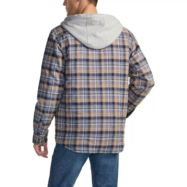 CQR Mens Quilted Lined Flannel Hooded Shirt Jacket Soft Warm Long Sleeve Outdoor Cotton Plaid Shirt JacketsQuilted Lined Cliff Hanger