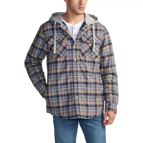 CQR Mens Quilted Lined Flannel Hooded Shirt Jacket Soft Warm Long Sleeve Outdoor Cotton Plaid Shirt JacketsQuilted Lined Cliff Hanger