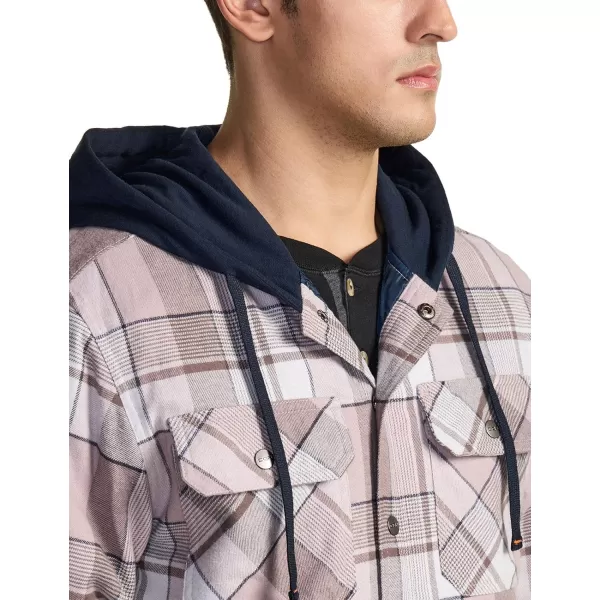 CQR Mens Quilted Lined Flannel Hooded Shirt Jacket Soft Warm Long Sleeve Outdoor Cotton Plaid Shirt JacketsQuilted Lined Cloudy Home