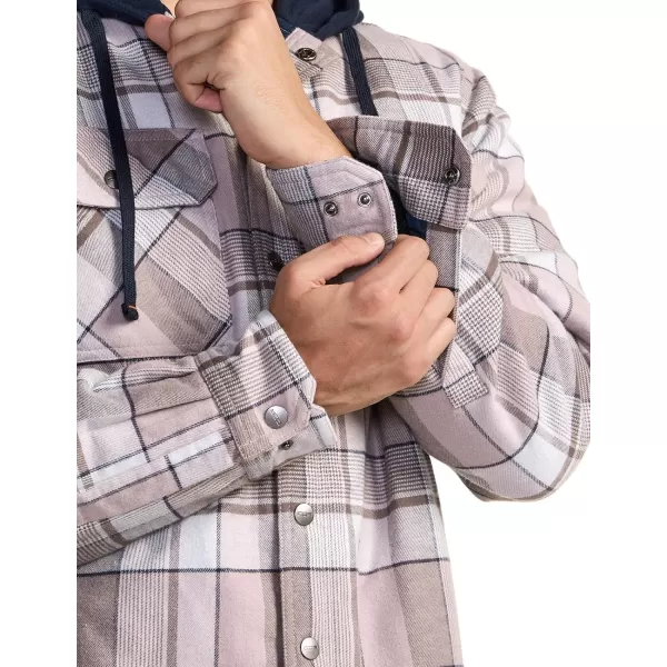 CQR Mens Quilted Lined Flannel Hooded Shirt Jacket Soft Warm Long Sleeve Outdoor Cotton Plaid Shirt JacketsQuilted Lined Cloudy Home