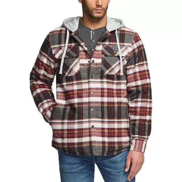 CQR Mens Quilted Lined Flannel Hooded Shirt Jacket Soft Warm Long Sleeve Outdoor Cotton Plaid Shirt JacketsQuilted Lined Folk Tale