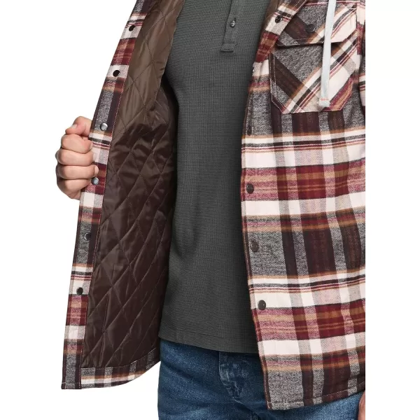 CQR Mens Quilted Lined Flannel Hooded Shirt Jacket Soft Warm Long Sleeve Outdoor Cotton Plaid Shirt JacketsQuilted Lined Folk Tale