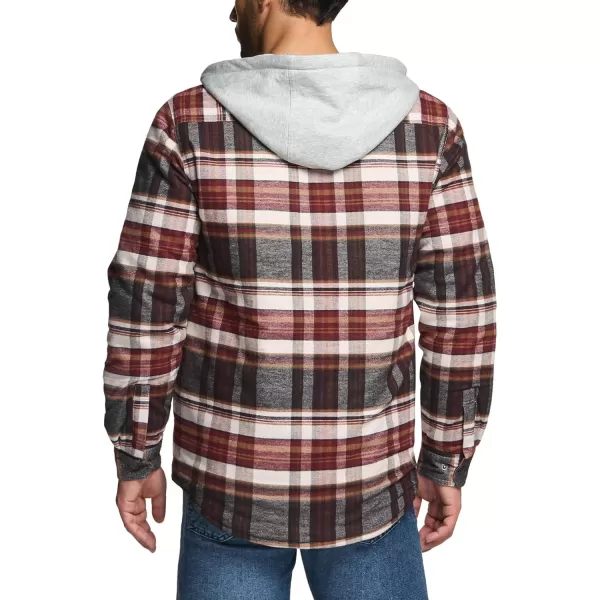 CQR Mens Quilted Lined Flannel Hooded Shirt Jacket Soft Warm Long Sleeve Outdoor Cotton Plaid Shirt JacketsQuilted Lined Folk Tale