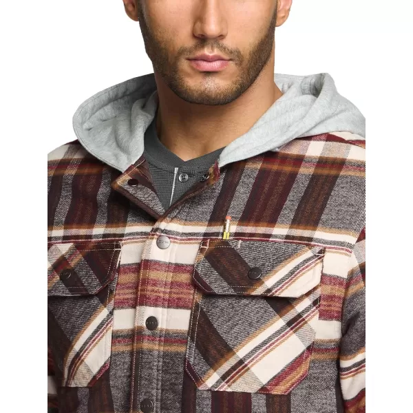 CQR Mens Quilted Lined Flannel Hooded Shirt Jacket Soft Warm Long Sleeve Outdoor Cotton Plaid Shirt JacketsQuilted Lined Folk Tale