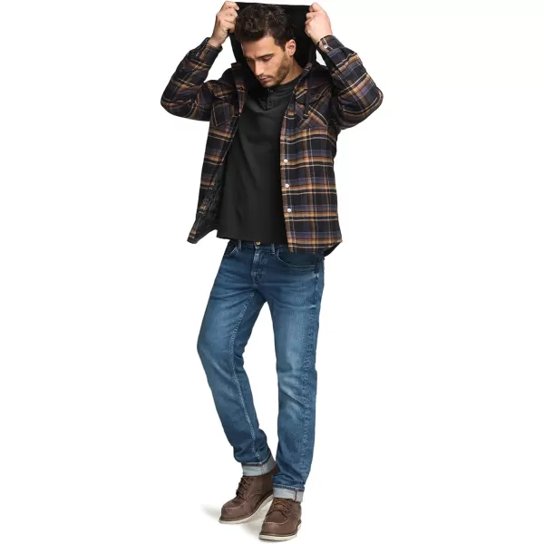 CQR Mens Quilted Lined Flannel Hooded Shirt Jacket Soft Warm Long Sleeve Outdoor Cotton Plaid Shirt JacketsQuilted Lined Fossil Rock