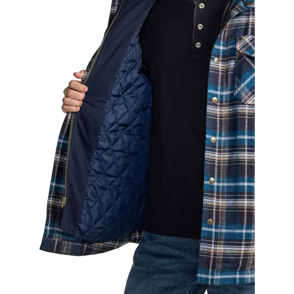 CQR Mens Quilted Lined Flannel Hooded Shirt Jacket Soft Warm Long Sleeve Outdoor Cotton Plaid Shirt JacketsQuilted Lined Full Zip Sandstorm