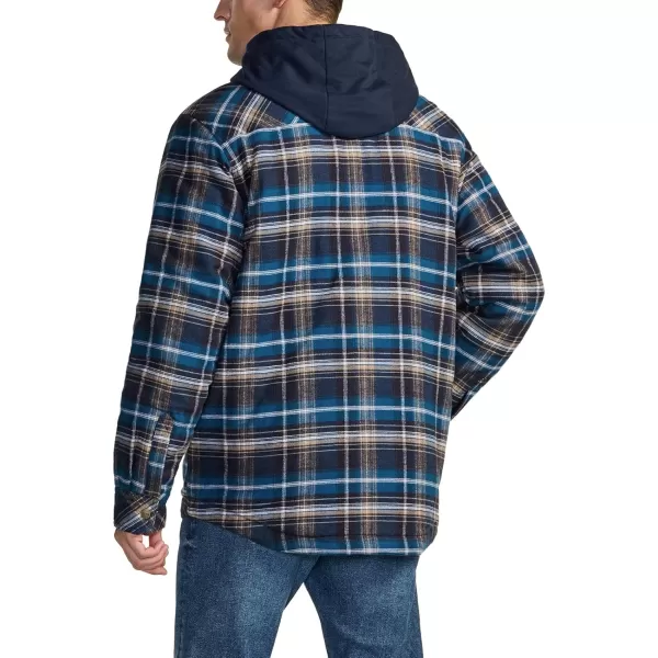 CQR Mens Quilted Lined Flannel Hooded Shirt Jacket Soft Warm Long Sleeve Outdoor Cotton Plaid Shirt JacketsQuilted Lined Full Zip Sandstorm