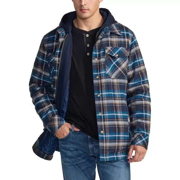 CQR Mens Quilted Lined Flannel Hooded Shirt Jacket Soft Warm Long Sleeve Outdoor Cotton Plaid Shirt JacketsQuilted Lined Full Zip Sandstorm