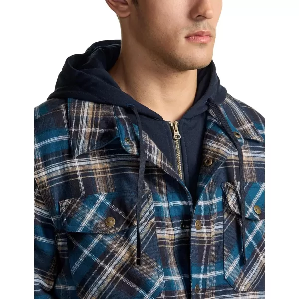 CQR Mens Quilted Lined Flannel Hooded Shirt Jacket Soft Warm Long Sleeve Outdoor Cotton Plaid Shirt JacketsQuilted Lined Full Zip Sandstorm