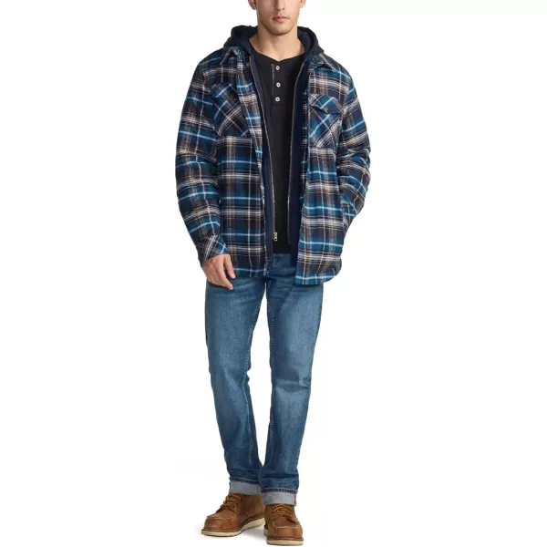 CQR Mens Quilted Lined Flannel Hooded Shirt Jacket Soft Warm Long Sleeve Outdoor Cotton Plaid Shirt JacketsQuilted Lined Full Zip Sandstorm