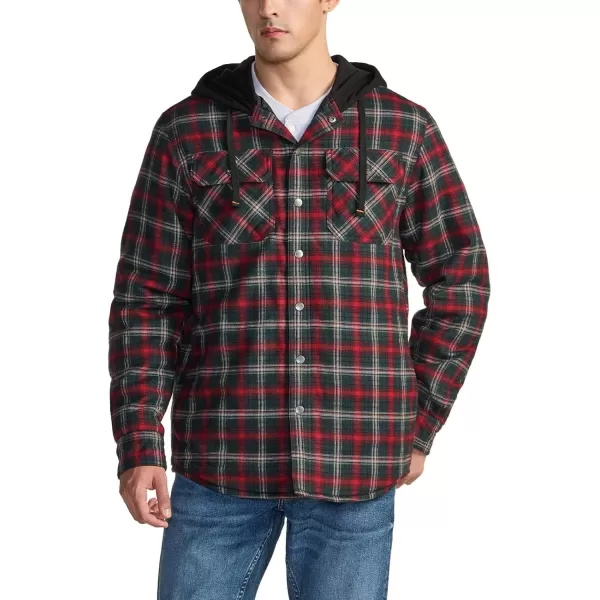 CQR Mens Quilted Lined Flannel Hooded Shirt Jacket Soft Warm Long Sleeve Outdoor Cotton Plaid Shirt JacketsQuilted Lined Holiday Mood