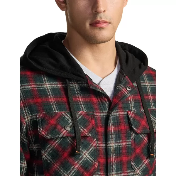 CQR Mens Quilted Lined Flannel Hooded Shirt Jacket Soft Warm Long Sleeve Outdoor Cotton Plaid Shirt JacketsQuilted Lined Holiday Mood