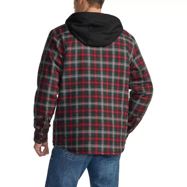 CQR Mens Quilted Lined Flannel Hooded Shirt Jacket Soft Warm Long Sleeve Outdoor Cotton Plaid Shirt JacketsQuilted Lined Holiday Mood