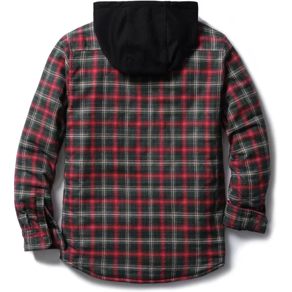 CQR Mens Quilted Lined Flannel Hooded Shirt Jacket Soft Warm Long Sleeve Outdoor Cotton Plaid Shirt JacketsQuilted Lined Holiday Mood