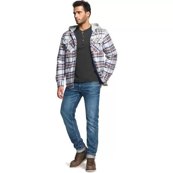 CQR Mens Quilted Lined Flannel Hooded Shirt Jacket Soft Warm Long Sleeve Outdoor Cotton Plaid Shirt JacketsQuilted Lined Wild Rice