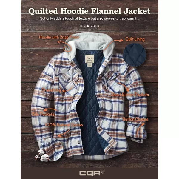 CQR Mens Quilted Lined Flannel Hooded Shirt Jacket Soft Warm Long Sleeve Outdoor Cotton Plaid Shirt JacketsQuilted Lined Wild Rice