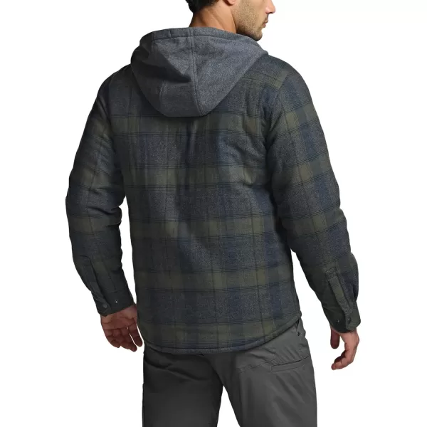 CQR Mens Quilted Lined Flannel Hooded Shirt Jacket Soft Warm Long Sleeve Outdoor Cotton Plaid Shirt JacketsStealth Amazon Grey