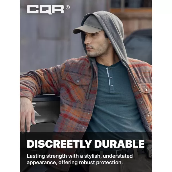 CQR Mens Quilted Lined Flannel Hooded Shirt Jacket Soft Warm Long Sleeve Outdoor Cotton Plaid Shirt JacketsStealth Harvest