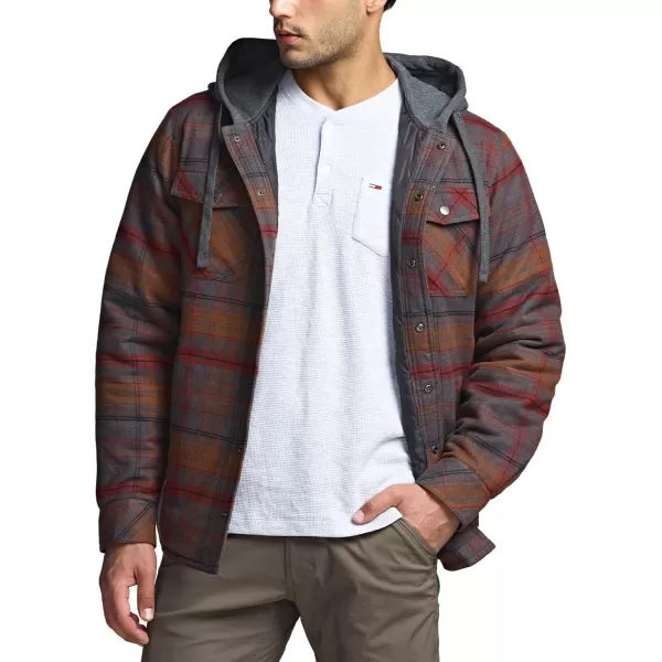 CQR Mens Quilted Lined Flannel Hooded Shirt Jacket Soft Warm Long Sleeve Outdoor Cotton Plaid Shirt JacketsStealth Harvest