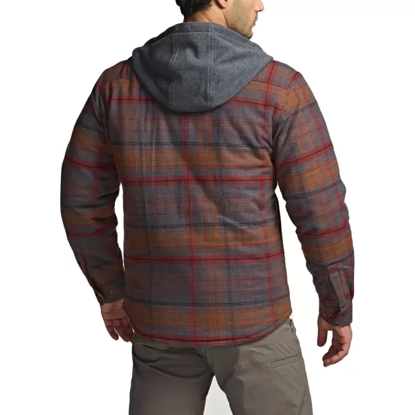 CQR Mens Quilted Lined Flannel Hooded Shirt Jacket Soft Warm Long Sleeve Outdoor Cotton Plaid Shirt JacketsStealth Harvest