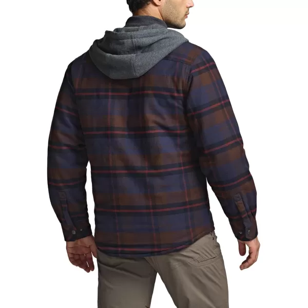 CQR Mens Quilted Lined Flannel Hooded Shirt Jacket Soft Warm Long Sleeve Outdoor Cotton Plaid Shirt JacketsStealth Woods Night