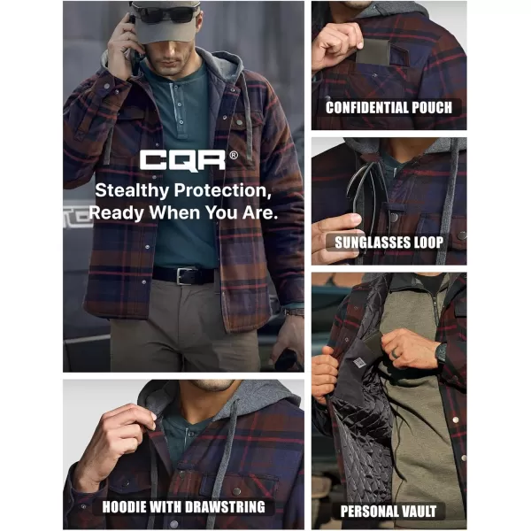 CQR Mens Quilted Lined Flannel Hooded Shirt Jacket Soft Warm Long Sleeve Outdoor Cotton Plaid Shirt JacketsStealth Woods Night