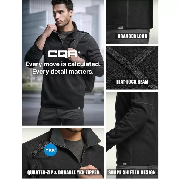 CQR Mens Thermal Fleece Half Zip Pullover Winter Outdoor Warm Sweater Lightweight Long Sleeve SweatshirtCovert Black