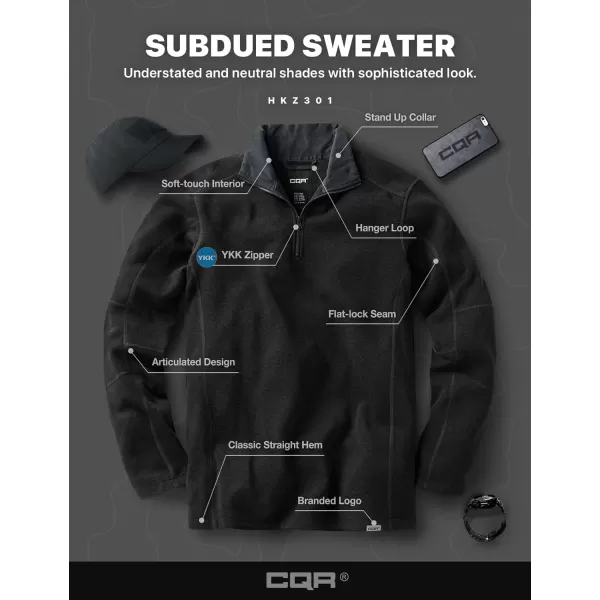 CQR Mens Thermal Fleece Half Zip Pullover Winter Outdoor Warm Sweater Lightweight Long Sleeve SweatshirtCovert Black