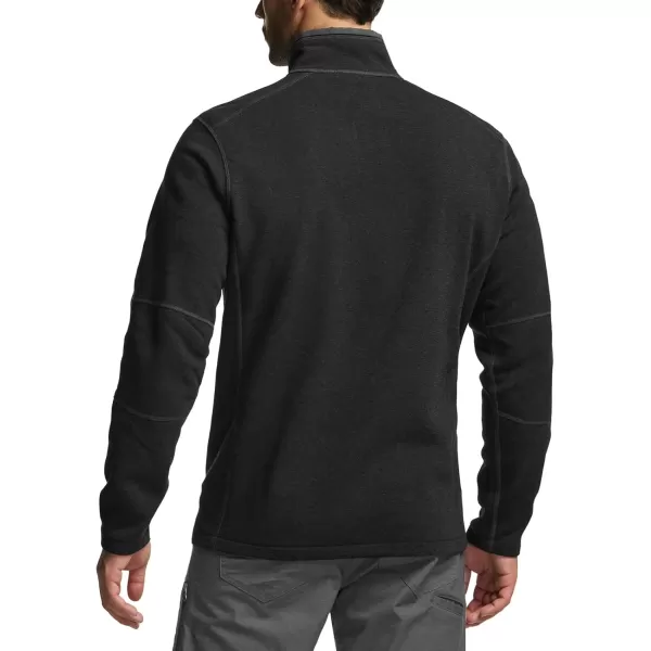 CQR Mens Thermal Fleece Half Zip Pullover Winter Outdoor Warm Sweater Lightweight Long Sleeve SweatshirtCovert Black