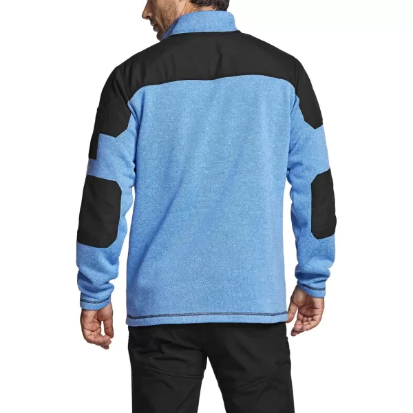 CQR Mens Thermal Fleece Half Zip Pullover Winter Outdoor Warm Sweater Lightweight Long Sleeve SweatshirtFleece Sweater Half Zip Heather Light Blue