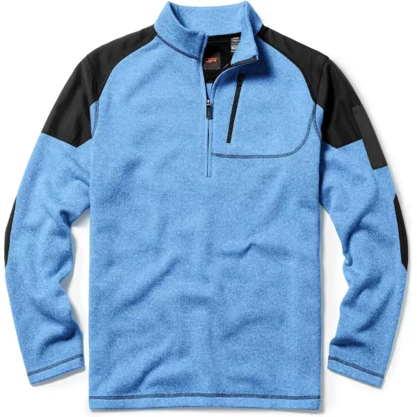 CQR Mens Thermal Fleece Half Zip Pullover Winter Outdoor Warm Sweater Lightweight Long Sleeve SweatshirtFleece Sweater Half Zip Heather Light Blue