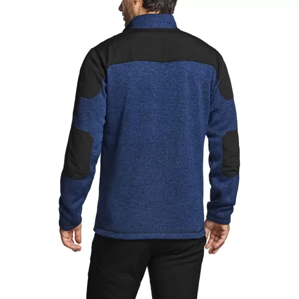 CQR Mens Thermal Fleece Half Zip Pullover Winter Outdoor Warm Sweater Lightweight Long Sleeve SweatshirtFleece Sweater Half Zip Heather Navy