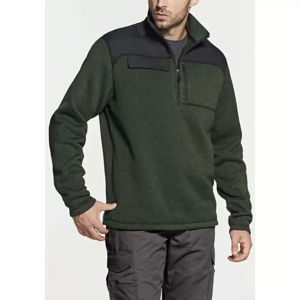 CQR Mens Thermal Fleece Half Zip Pullover Winter Outdoor Warm Sweater Lightweight Long Sleeve SweatshirtHalf Zip Sweater Fleece Heather Olive