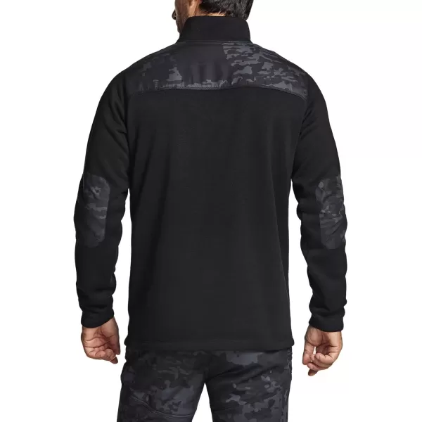 CQR Mens Thermal Fleece Half Zip Pullover Winter Outdoor Warm Sweater Lightweight Long Sleeve SweatshirtOutdoor Half Zip Sweater Utility Camo Black