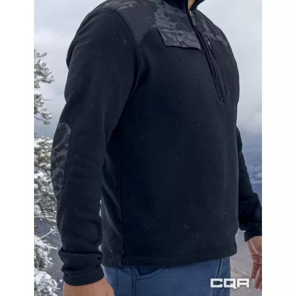 CQR Mens Thermal Fleece Half Zip Pullover Winter Outdoor Warm Sweater Lightweight Long Sleeve SweatshirtOutdoor Half Zip Sweater Utility Camo Black