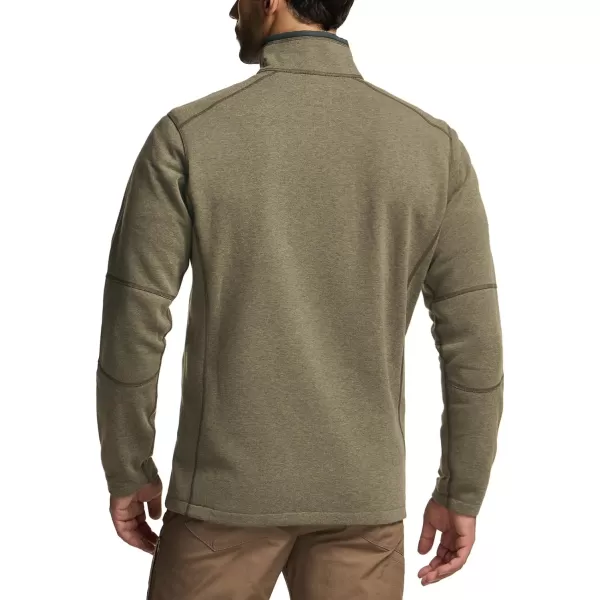 CQR Mens Thermal Fleece Quarter Zip Sweater Outdoor Lightweight Long Sleeve Pullover Casual Mock Neck Polo Sweaters Covert Oatmeal Small