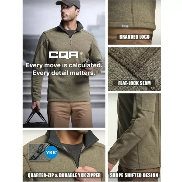 CQR Mens Thermal Fleece Quarter Zip Sweater Outdoor Lightweight Long Sleeve Pullover Casual Mock Neck Polo Sweaters Covert Oatmeal Small