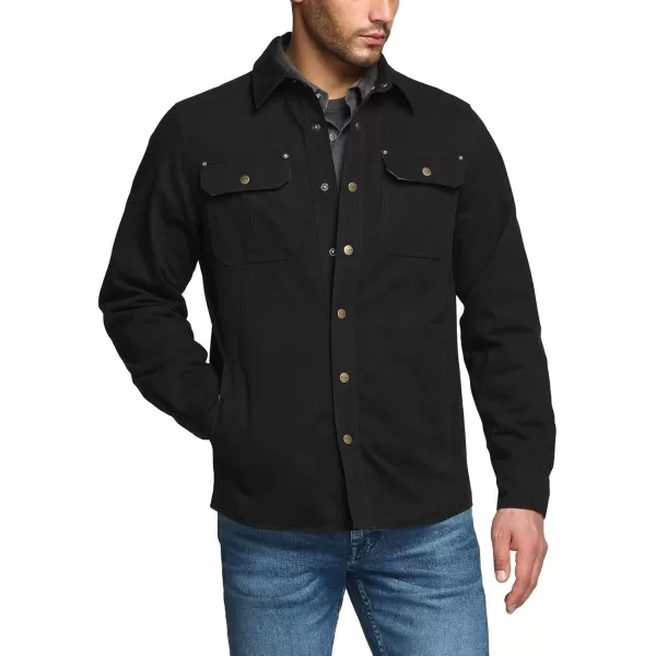 CQR Mens Twill All Cotton Flannel Lined Shirt Jacket Soft Brushed Outdoor Shirt JacketTwill Shirt Jacket Black Yellow