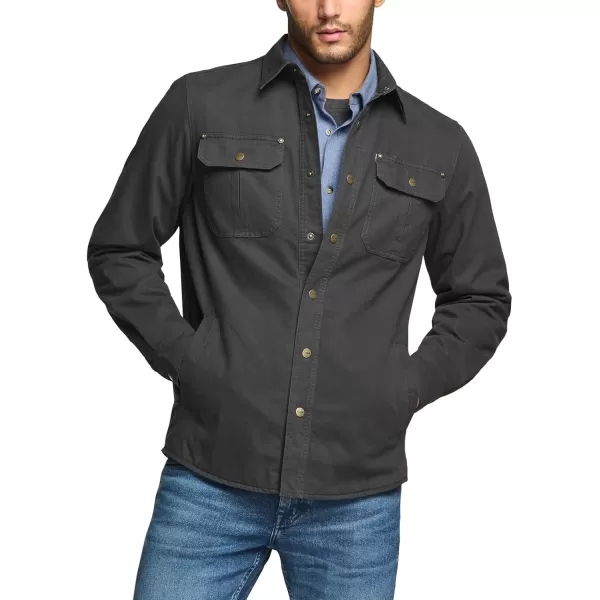 CQR Mens Twill All Cotton Flannel Lined Shirt Jacket Soft Brushed Outdoor Shirt JacketTwill Shirt Jacket Charcoal Pacific