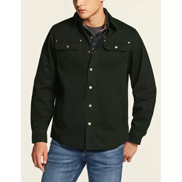 CQR Mens Twill All Cotton Flannel Lined Shirt Jacket Soft Brushed Outdoor Shirt JacketTwill Shirt Jacket Olive