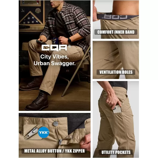 CQR Mens Vent Stretch Pants Quick Dry Lightweight Casual Cargo Pants Water Resistant StraightFit Utility Work PantsSedona Cougar