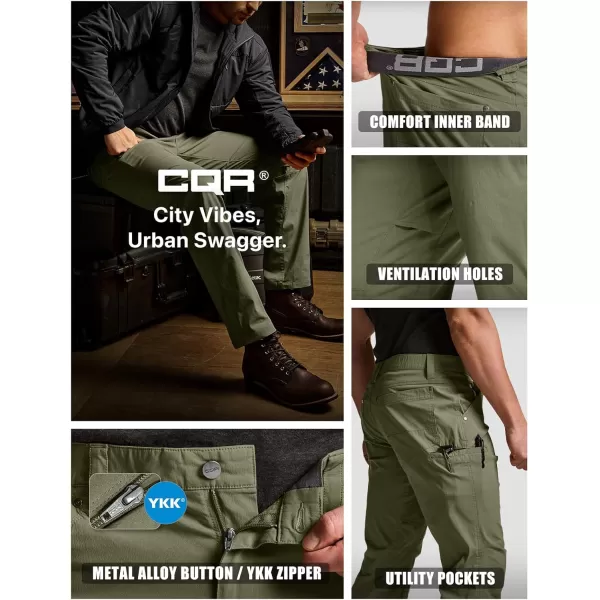 CQR Mens Vent Stretch Pants Quick Dry Lightweight Casual Cargo Pants Water Resistant StraightFit Utility Work PantsSedona Soil Green